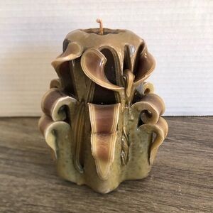 1970s Hand Carved Ribbon Twist Candle